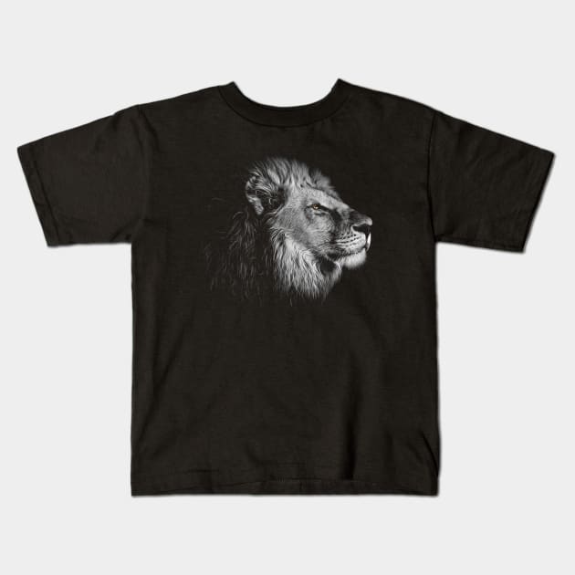 Lion Head Symbol of Strength Courage Intelligence Kids T-Shirt by Pine Hill Goods